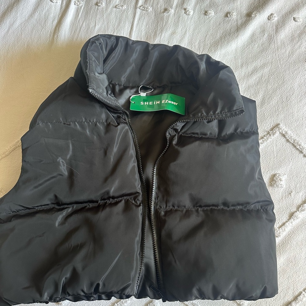 Black Puffer Vest by Shein